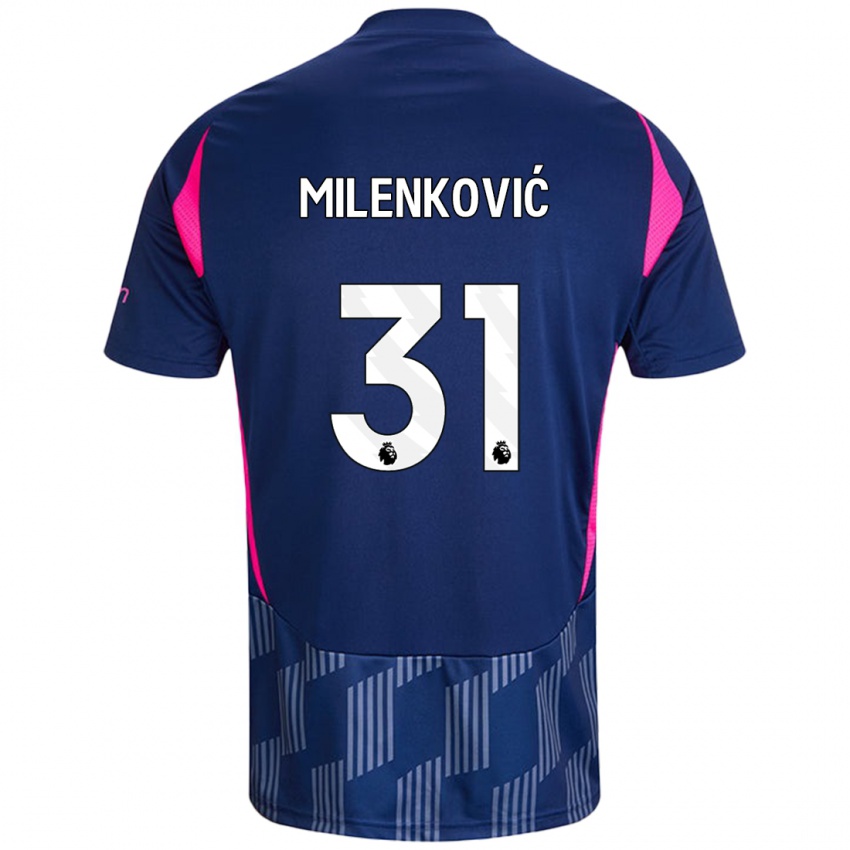 Gyermek Nikola Milenković #31 Királykék Rózsaszín Idegenbeli Jersey 2024/25 Mez Póló Ing