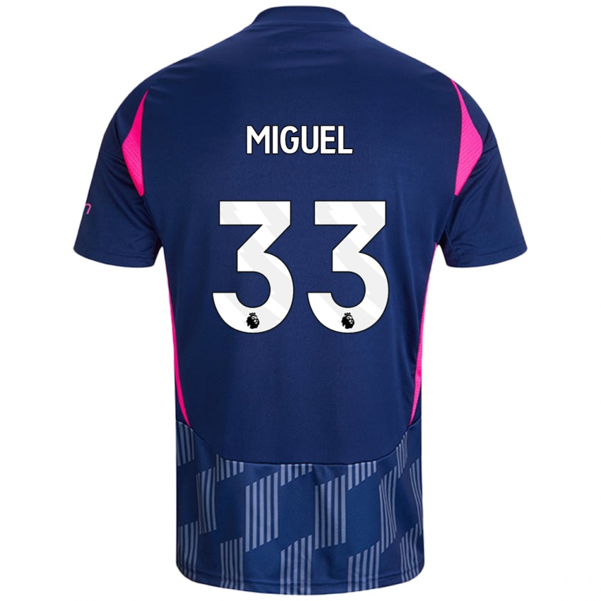 Gyermek Carlos Miguel #33 Királykék Rózsaszín Idegenbeli Jersey 2024/25 Mez Póló Ing