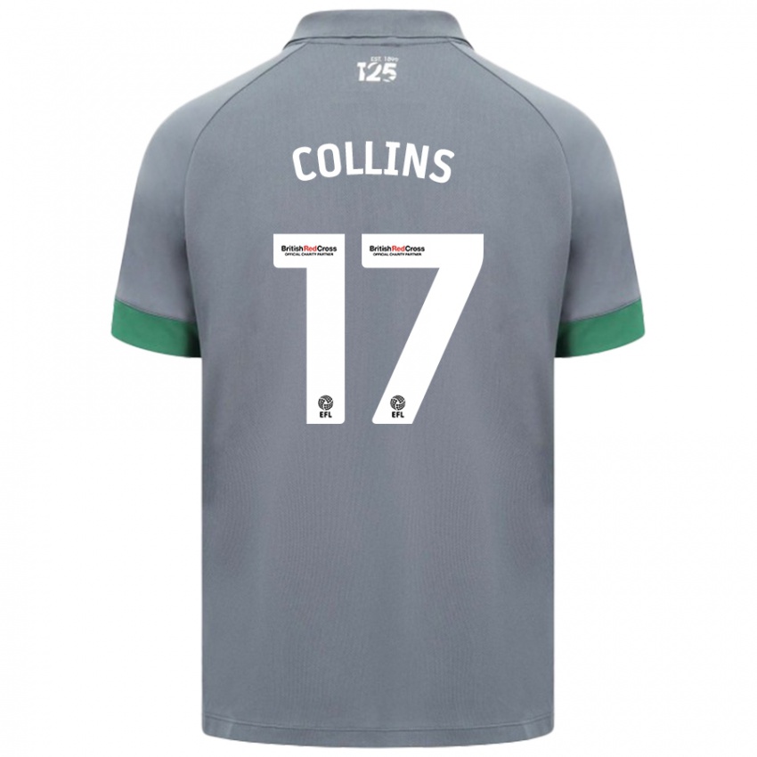 Gyermek Jamilu Collins #17 Sötétszürke Idegenbeli Jersey 2024/25 Mez Póló Ing