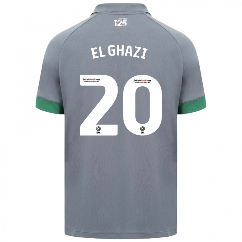 Gyermek Anwar El Ghazi #20 Sötétszürke Idegenbeli Jersey 2024/25 Mez Póló Ing