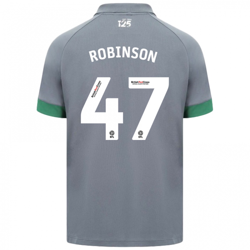 Gyermek Callum Robinson #47 Sötétszürke Idegenbeli Jersey 2024/25 Mez Póló Ing