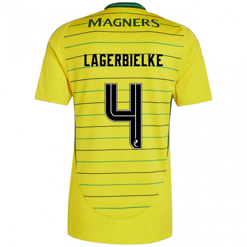 Gyermek Gustaf Lagerbielke #4 Sárga Idegenbeli Jersey 2024/25 Mez Póló Ing