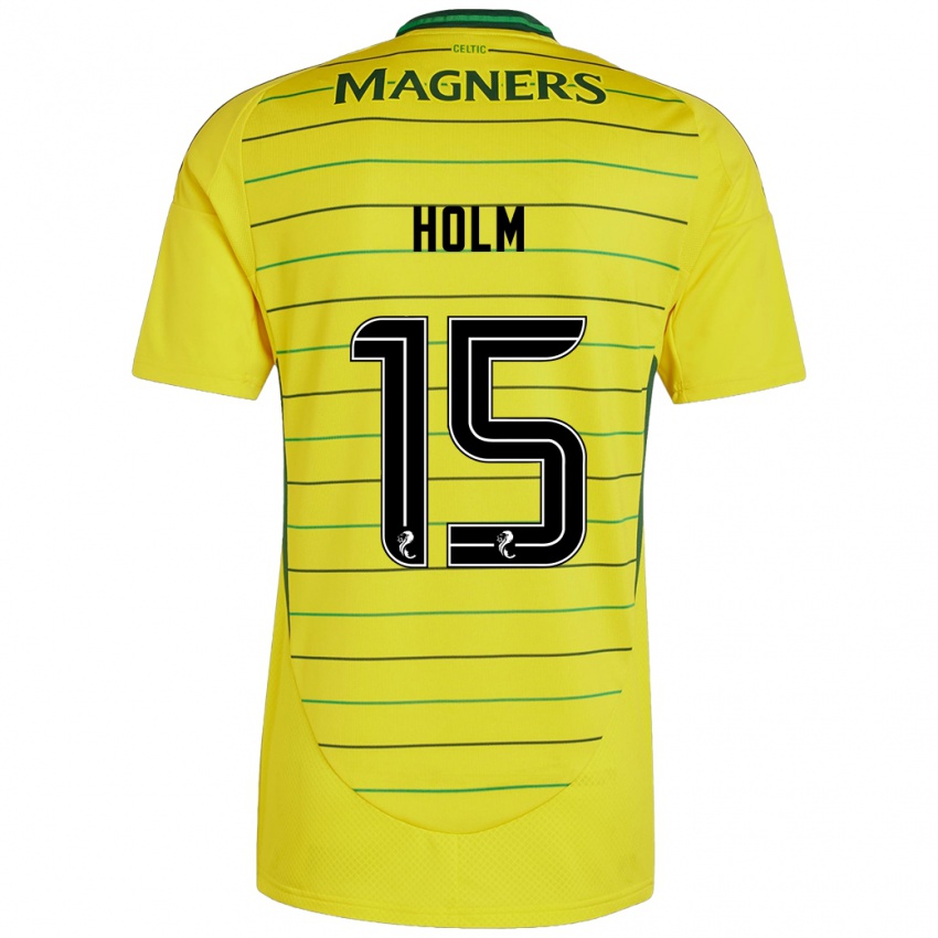 Gyermek Odin Thiago Holm #15 Sárga Idegenbeli Jersey 2024/25 Mez Póló Ing