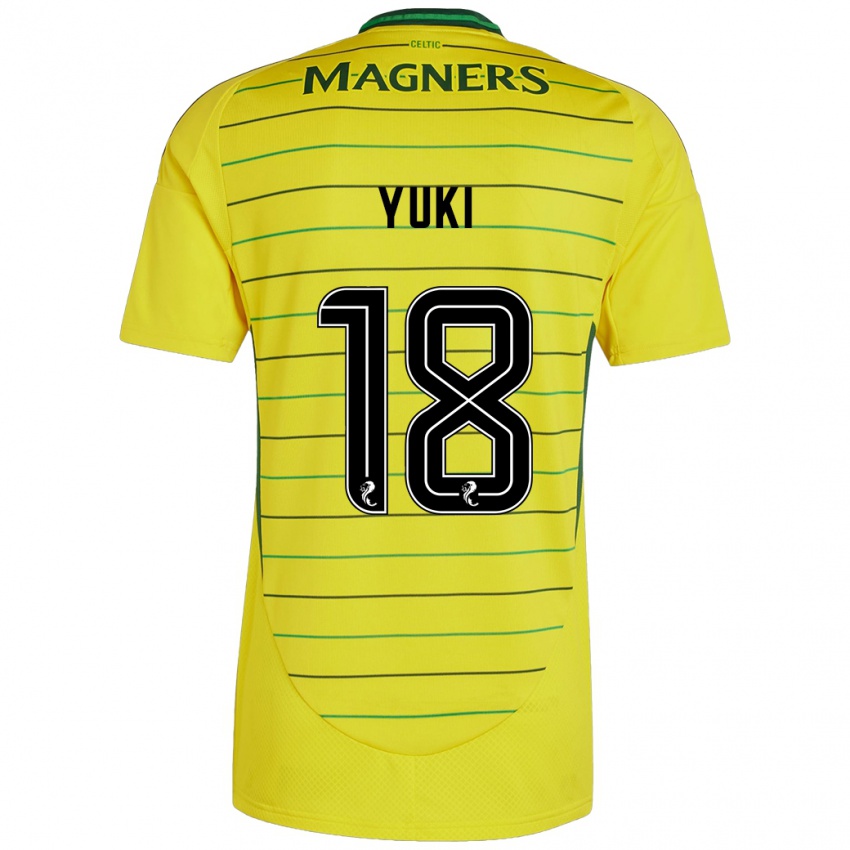 Gyermek Yuki Kobayashi #18 Sárga Idegenbeli Jersey 2024/25 Mez Póló Ing