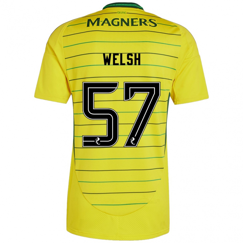 Gyermek Stephen Welsh #57 Sárga Idegenbeli Jersey 2024/25 Mez Póló Ing