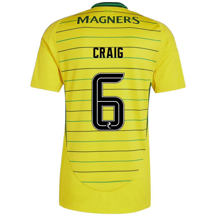 Gyermek Chloe Craig #6 Sárga Idegenbeli Jersey 2024/25 Mez Póló Ing