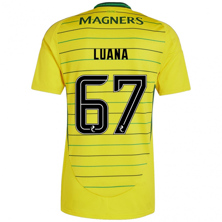 Gyermek Luana Muñoz #67 Sárga Idegenbeli Jersey 2024/25 Mez Póló Ing