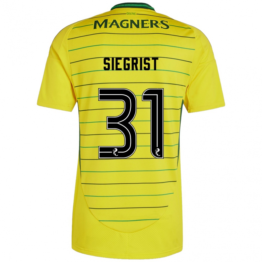 Gyermek Benjamin Siegrist #31 Sárga Idegenbeli Jersey 2024/25 Mez Póló Ing