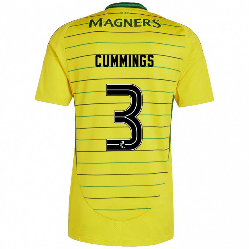 Gyermek Sydney Cummings #3 Sárga Idegenbeli Jersey 2024/25 Mez Póló Ing