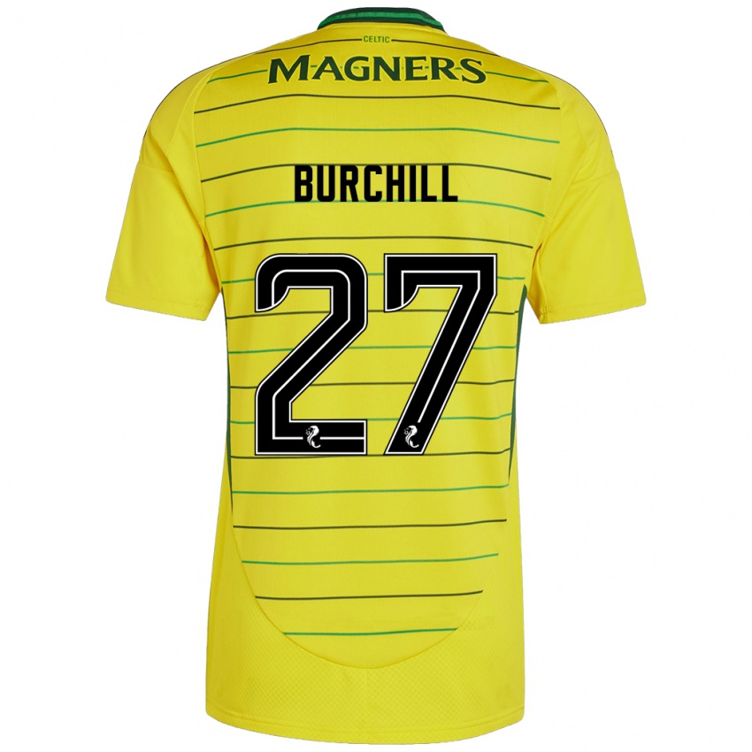 Gyermek Tiree Burchill #27 Sárga Idegenbeli Jersey 2024/25 Mez Póló Ing