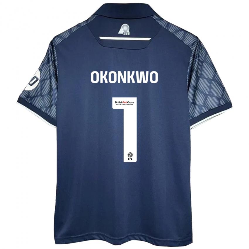 Gyermek Arthur Okonkwo #1 Fekete Idegenbeli Jersey 2024/25 Mez Póló Ing