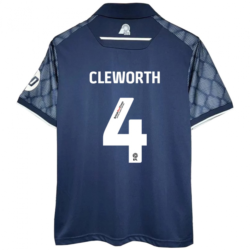 Gyermek Max Cleworth #4 Fekete Idegenbeli Jersey 2024/25 Mez Póló Ing