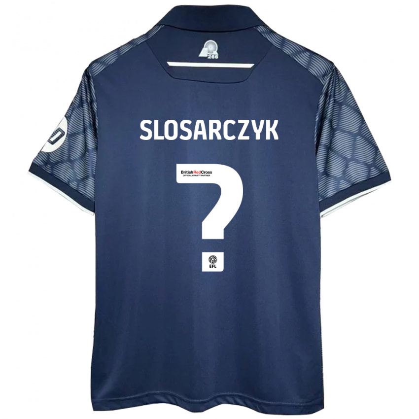 Gyermek Nikolas Slosarczyk #0 Fekete Idegenbeli Jersey 2024/25 Mez Póló Ing