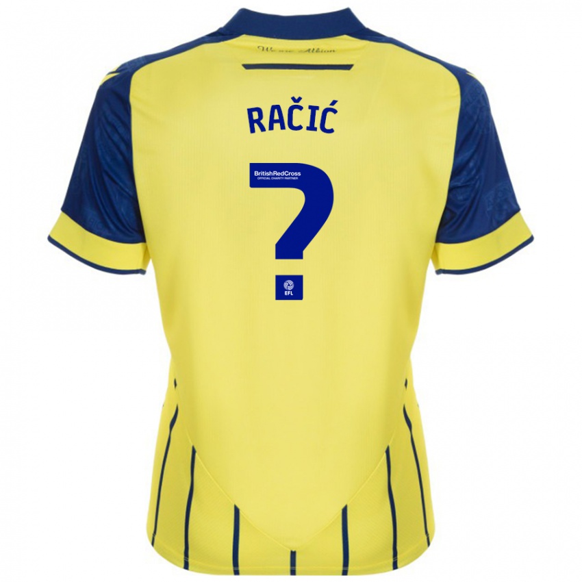 Gyermek Uroš Račić #0 Sárga Kék Idegenbeli Jersey 2024/25 Mez Póló Ing