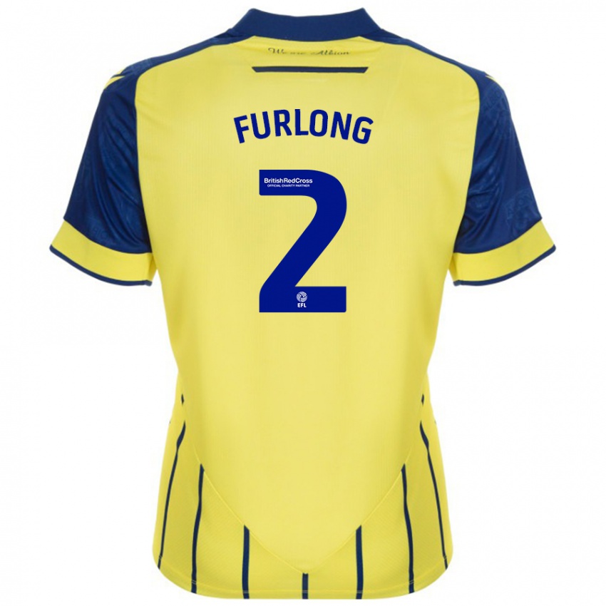 Gyermek Darnell Furlong #2 Sárga Kék Idegenbeli Jersey 2024/25 Mez Póló Ing