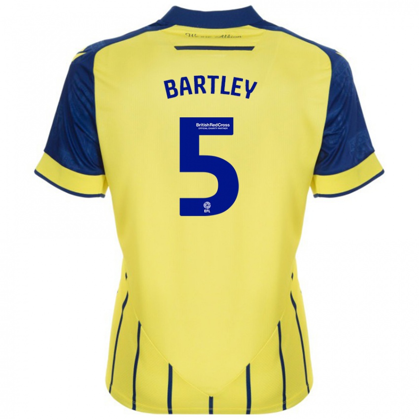 Gyermek Kyle Bartley #5 Sárga Kék Idegenbeli Jersey 2024/25 Mez Póló Ing