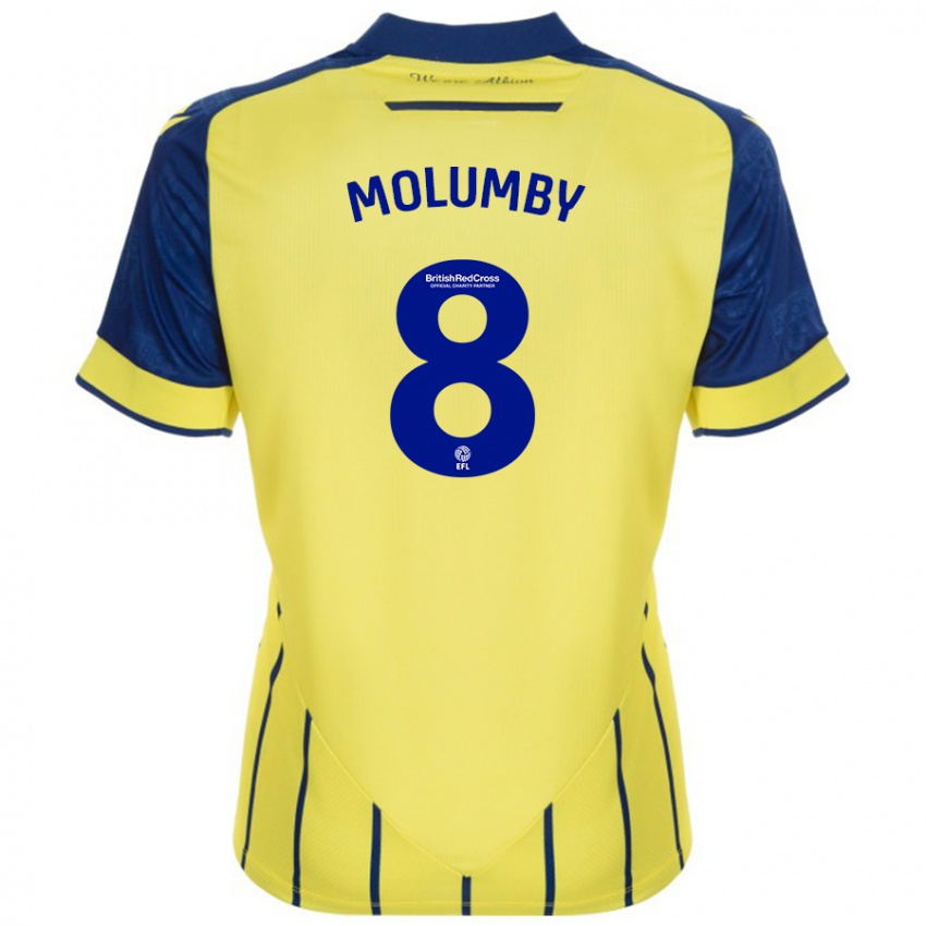 Gyermek Jayson Molumby #8 Sárga Kék Idegenbeli Jersey 2024/25 Mez Póló Ing