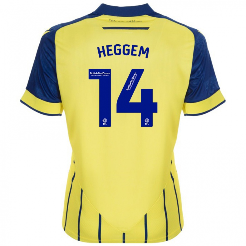 Gyermek Torbjørn Heggem #14 Sárga Kék Idegenbeli Jersey 2024/25 Mez Póló Ing