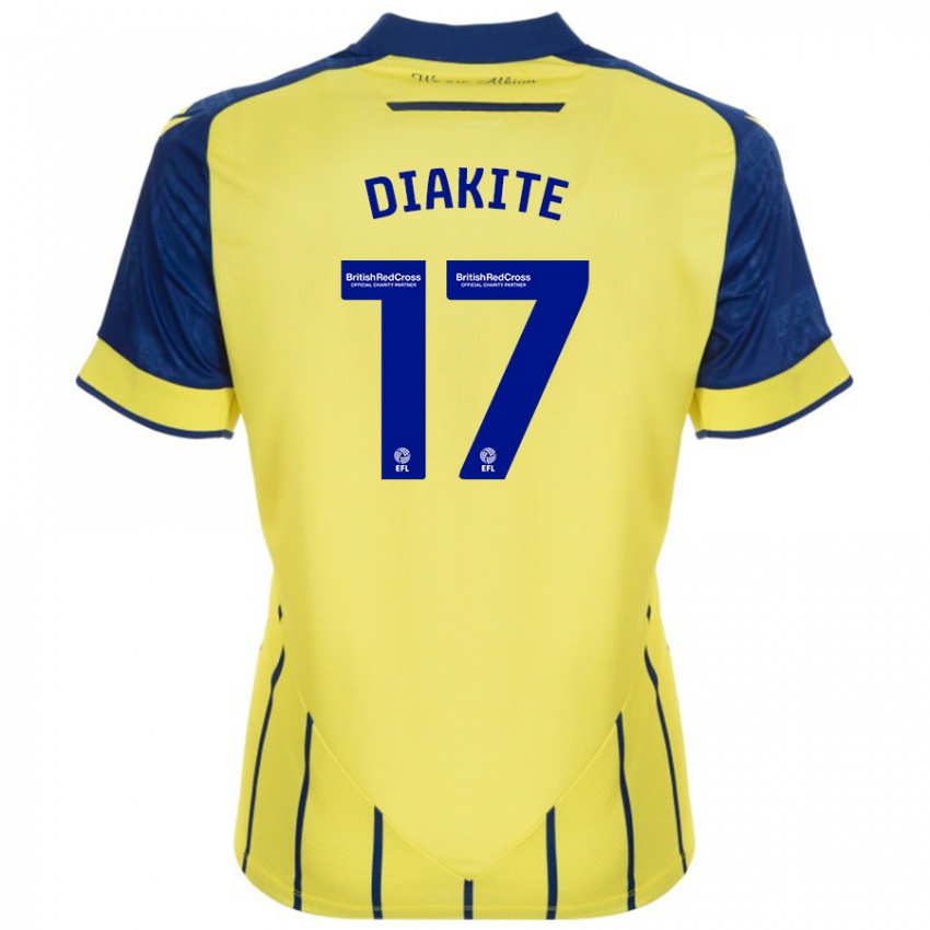 Gyermek Ousmane Diakité #17 Sárga Kék Idegenbeli Jersey 2024/25 Mez Póló Ing