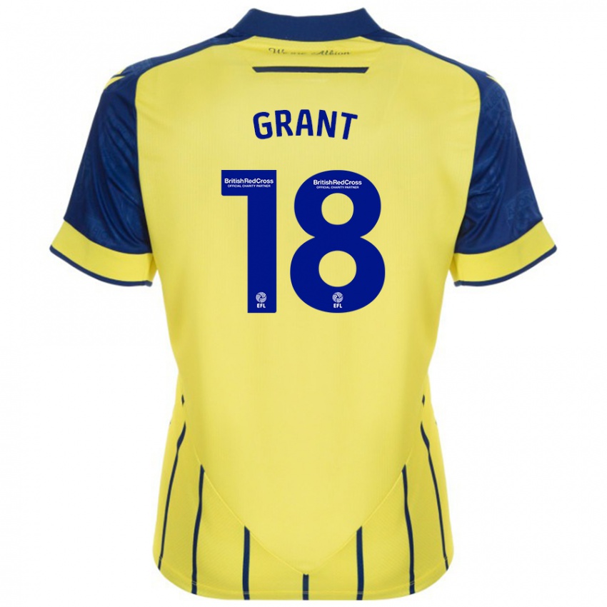 Gyermek Karlan Grant #18 Sárga Kék Idegenbeli Jersey 2024/25 Mez Póló Ing