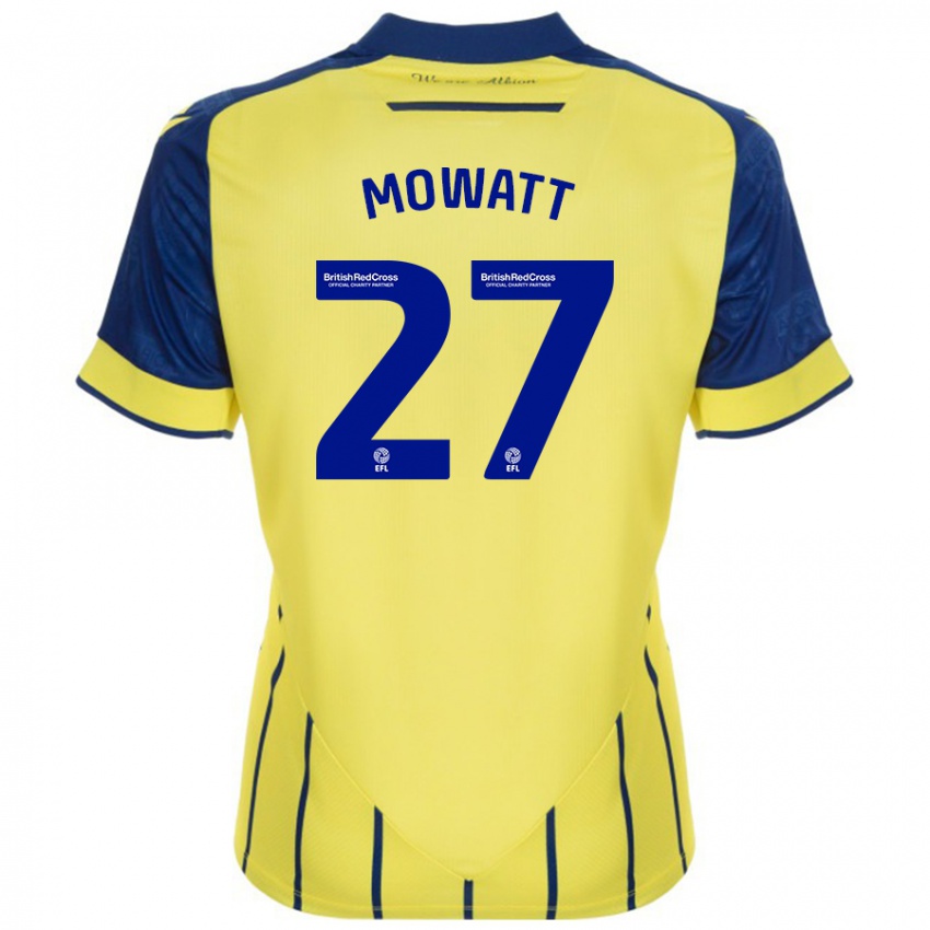 Gyermek Alex Mowatt #27 Sárga Kék Idegenbeli Jersey 2024/25 Mez Póló Ing