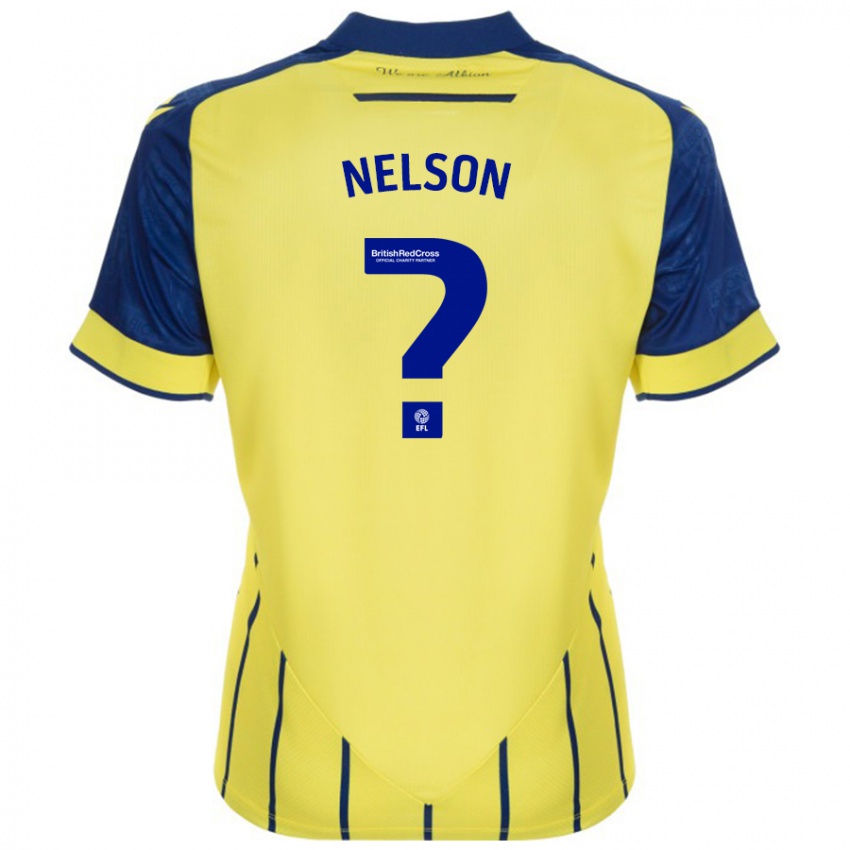 Gyermek Deago Nelson #0 Sárga Kék Idegenbeli Jersey 2024/25 Mez Póló Ing