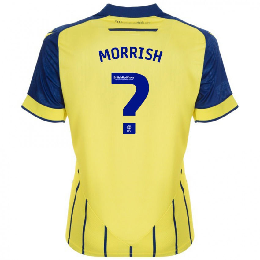 Gyermek Rhys Morrish #0 Sárga Kék Idegenbeli Jersey 2024/25 Mez Póló Ing