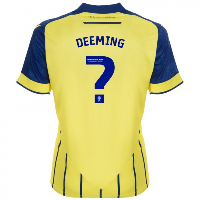 Gyermek Cole Deeming #0 Sárga Kék Idegenbeli Jersey 2024/25 Mez Póló Ing