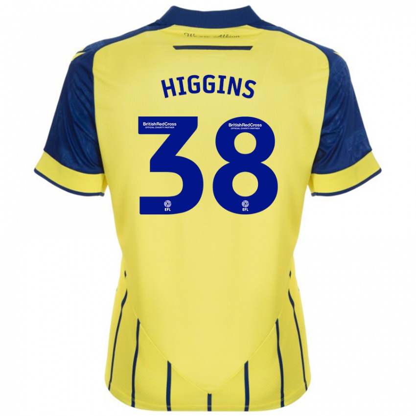 Gyermek Akeel Higgins #38 Sárga Kék Idegenbeli Jersey 2024/25 Mez Póló Ing