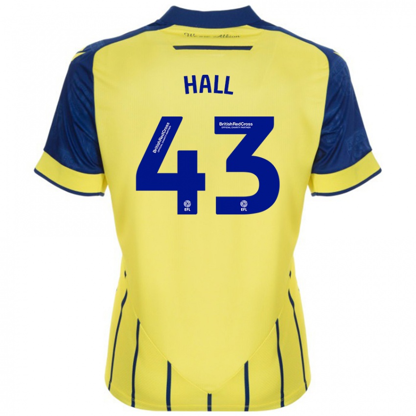 Gyermek Reece Hall #43 Sárga Kék Idegenbeli Jersey 2024/25 Mez Póló Ing