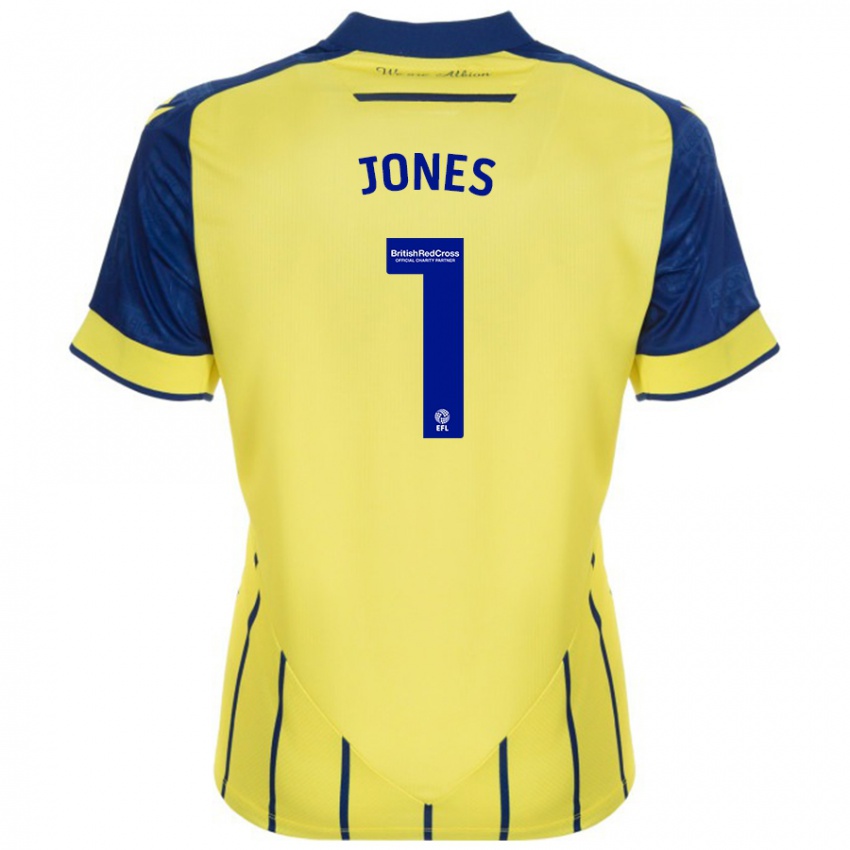 Gyermek Lucy Jones #1 Sárga Kék Idegenbeli Jersey 2024/25 Mez Póló Ing