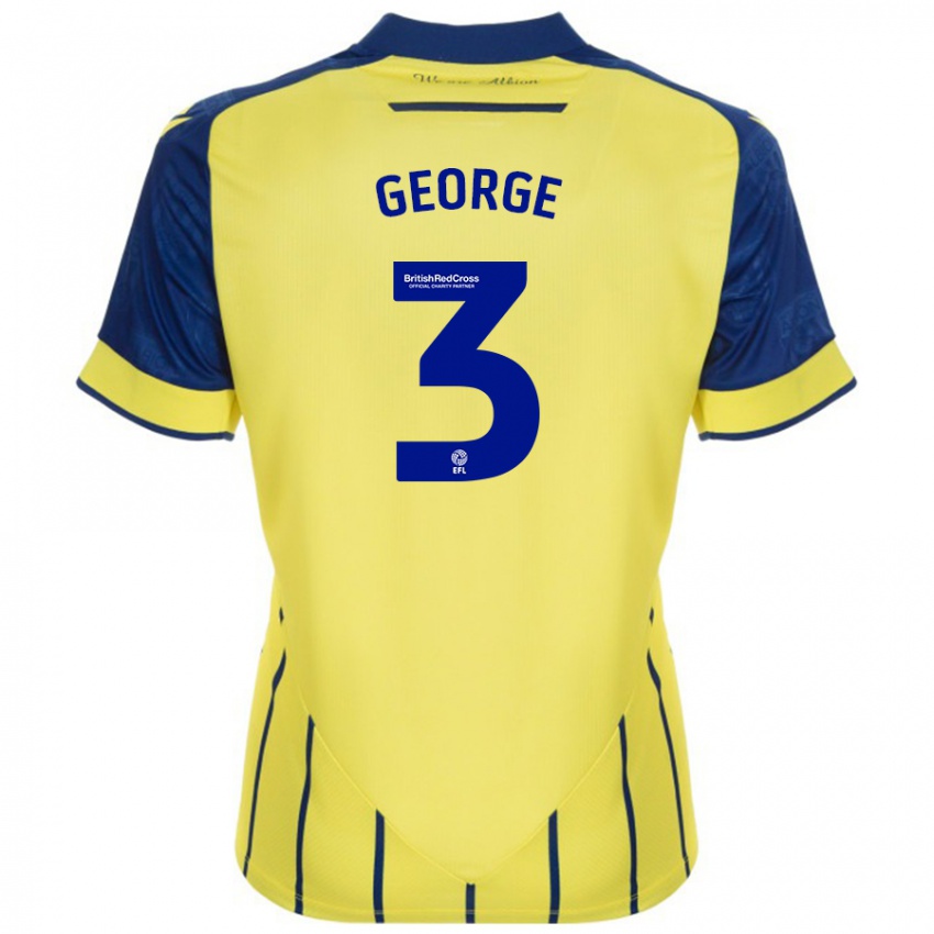 Gyermek Hannah George #3 Sárga Kék Idegenbeli Jersey 2024/25 Mez Póló Ing