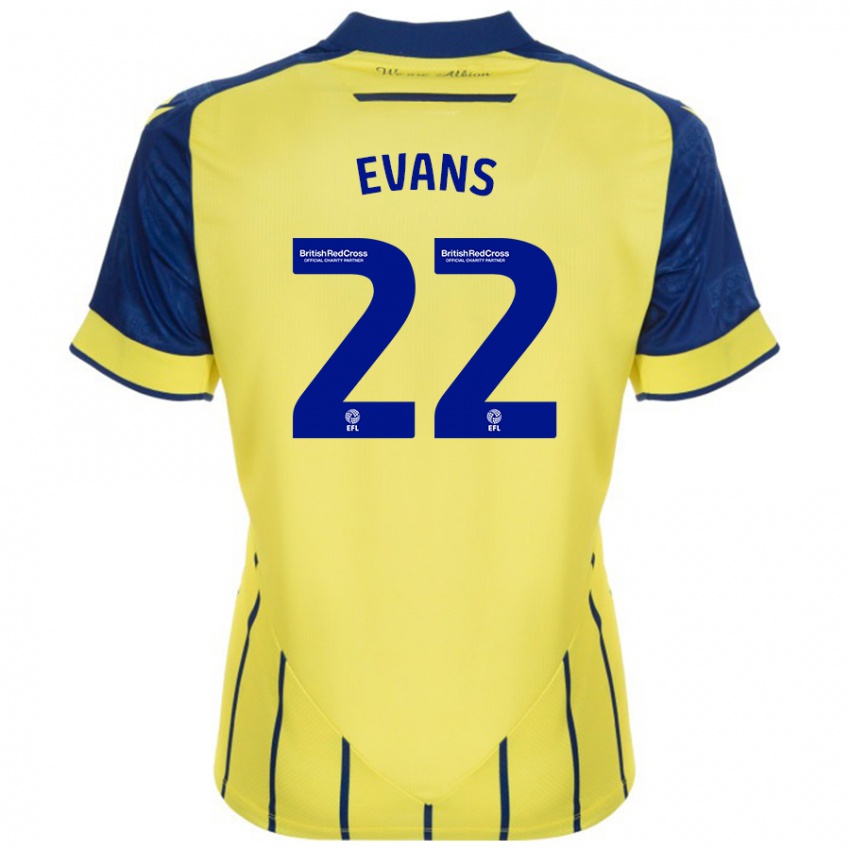 Gyermek Kate Evans #22 Sárga Kék Idegenbeli Jersey 2024/25 Mez Póló Ing