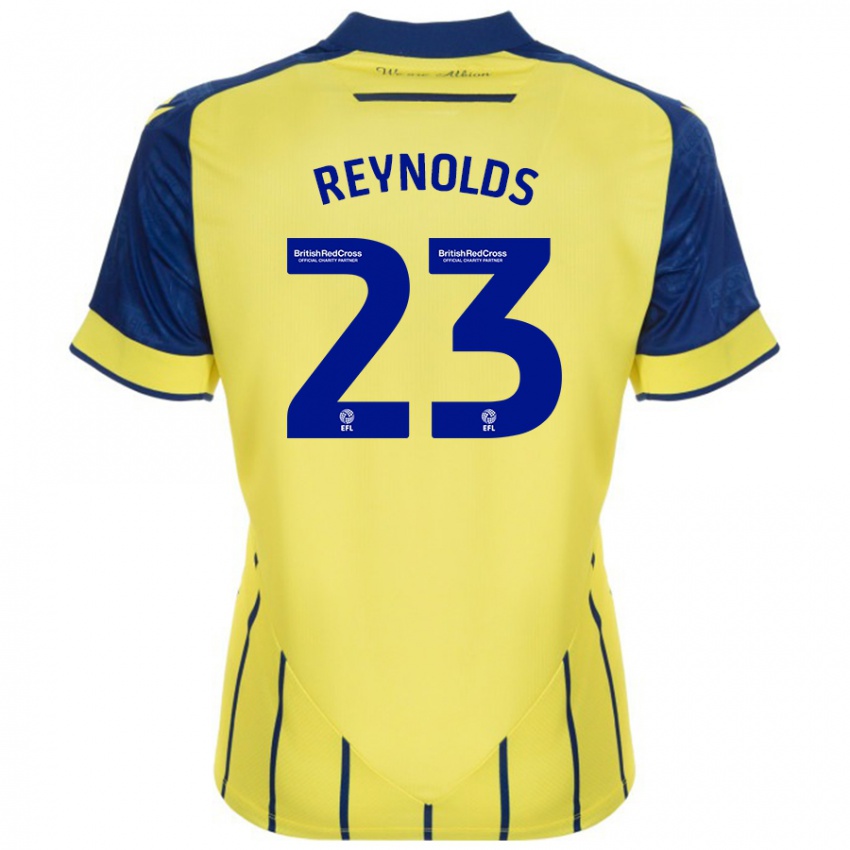 Gyermek Taylor Reynolds #23 Sárga Kék Idegenbeli Jersey 2024/25 Mez Póló Ing