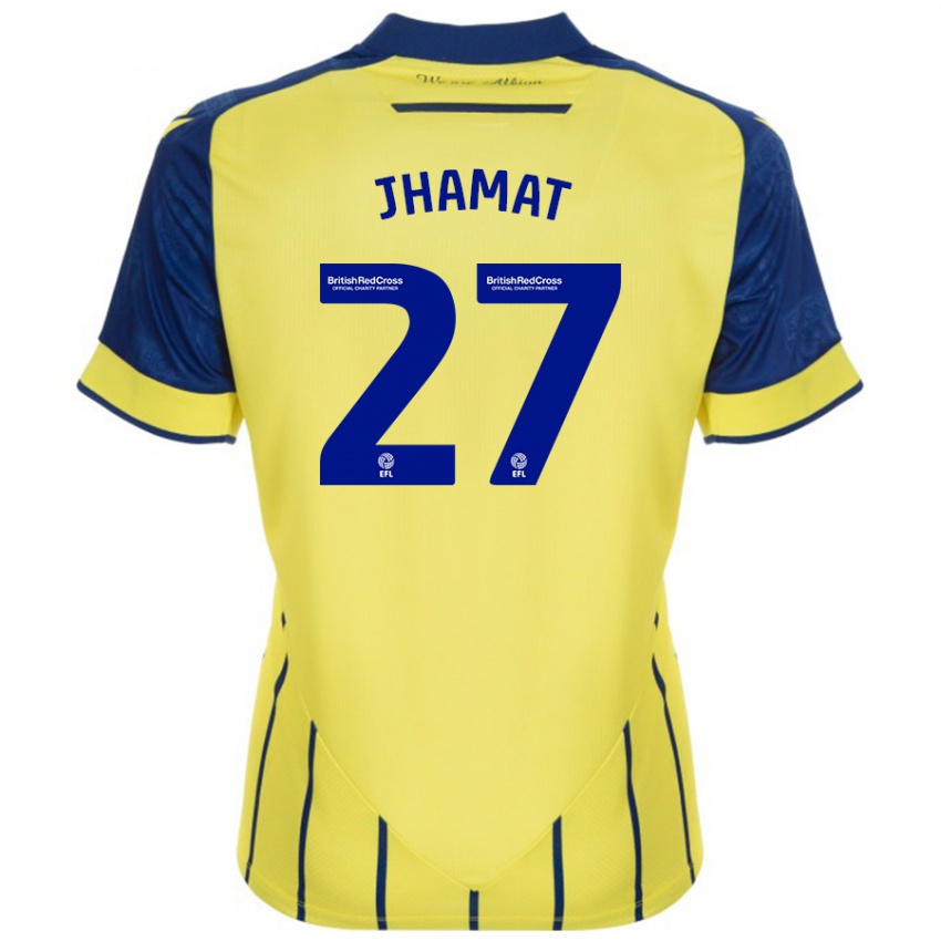 Gyermek Simran Jhamat #27 Sárga Kék Idegenbeli Jersey 2024/25 Mez Póló Ing