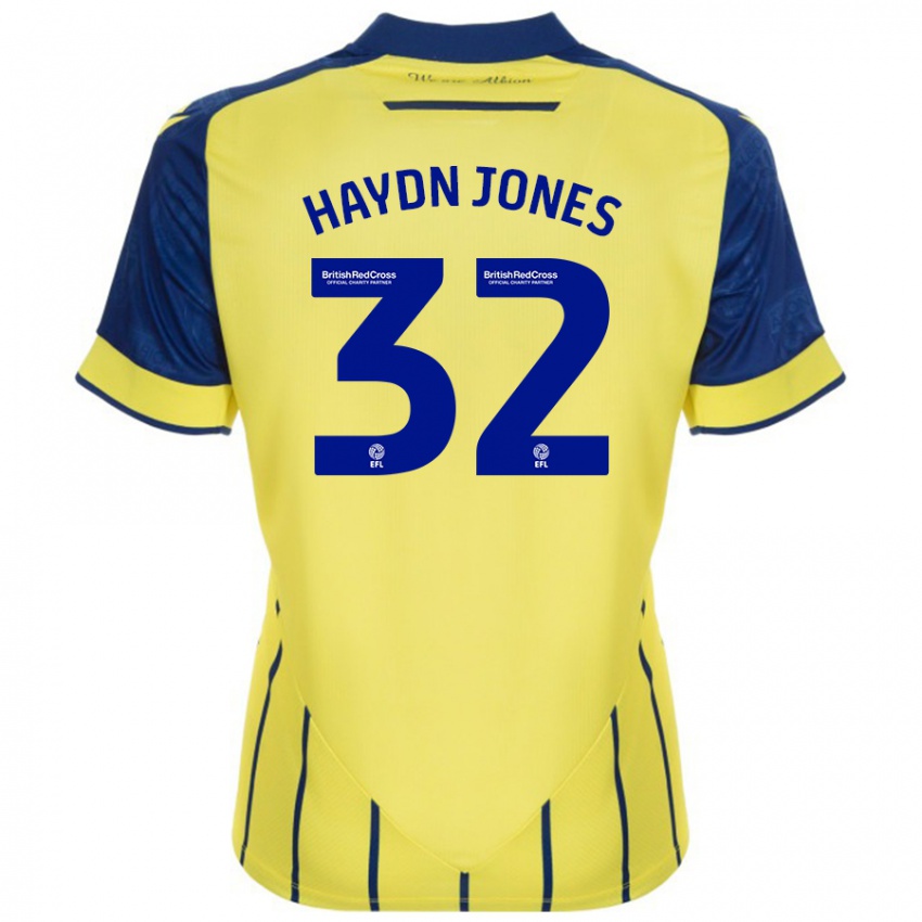 Gyermek Mackenzie Haydn-Jones #32 Sárga Kék Idegenbeli Jersey 2024/25 Mez Póló Ing