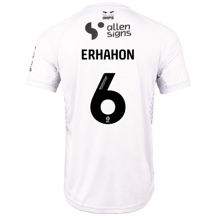 Gyermek Ethan Erhahon #6 Piros Fehér Idegenbeli Jersey 2024/25 Mez Póló Ing