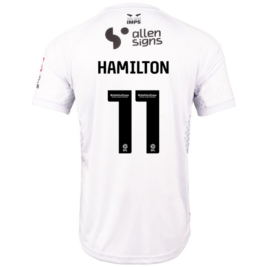 Gyermek Ethan Hamilton #11 Piros Fehér Idegenbeli Jersey 2024/25 Mez Póló Ing