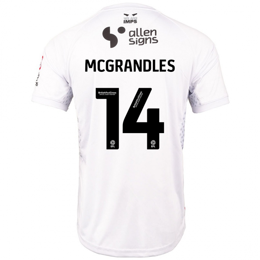 Gyermek Conor Mcgrandles #14 Piros Fehér Idegenbeli Jersey 2024/25 Mez Póló Ing