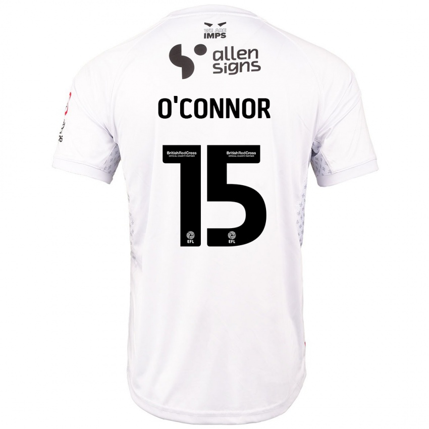 Gyermek Paudie O'connor #15 Piros Fehér Idegenbeli Jersey 2024/25 Mez Póló Ing