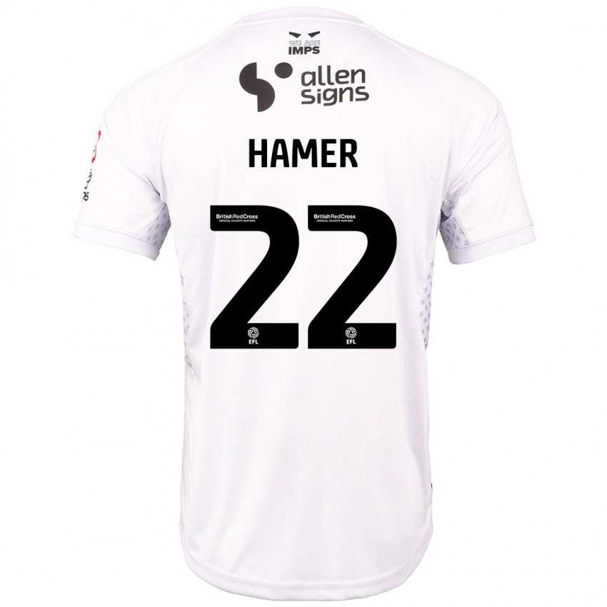 Gyermek Tom Hamer #22 Piros Fehér Idegenbeli Jersey 2024/25 Mez Póló Ing