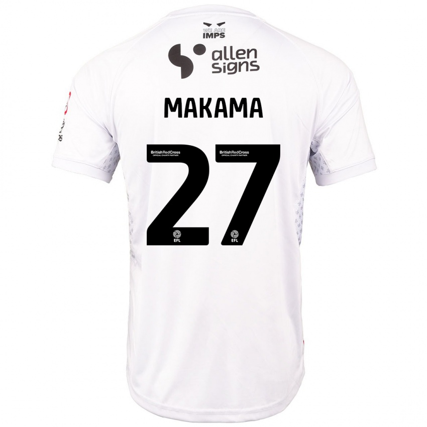 Gyermek Jovon Makama #27 Piros Fehér Idegenbeli Jersey 2024/25 Mez Póló Ing