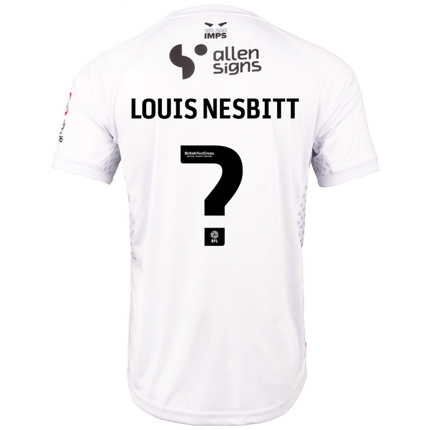 Gyermek Louis Nesbitt #0 Piros Fehér Idegenbeli Jersey 2024/25 Mez Póló Ing