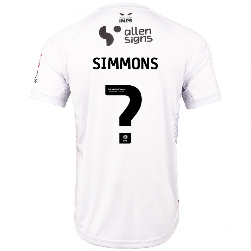 Gyermek Noah Simmons #0 Piros Fehér Idegenbeli Jersey 2024/25 Mez Póló Ing