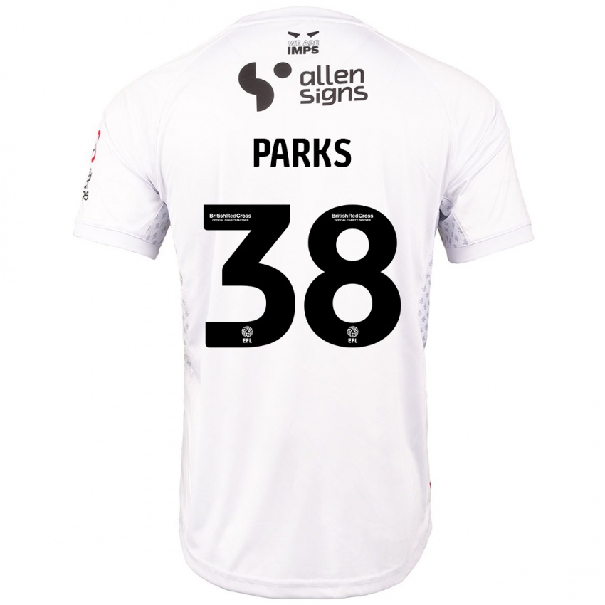 Gyermek Charlie Parks #38 Piros Fehér Idegenbeli Jersey 2024/25 Mez Póló Ing