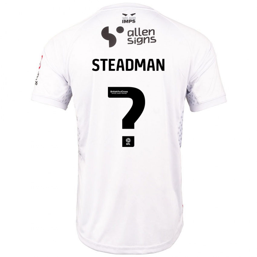 Gyermek Jodie Steadman #0 Piros Fehér Idegenbeli Jersey 2024/25 Mez Póló Ing