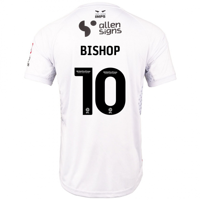 Gyermek Teddy Bishop #10 Piros Fehér Idegenbeli Jersey 2024/25 Mez Póló Ing