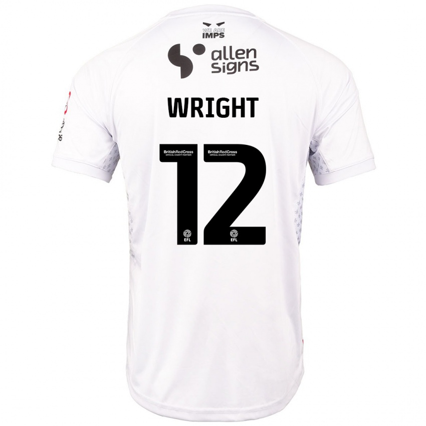 Gyermek Jordan Wright #12 Piros Fehér Idegenbeli Jersey 2024/25 Mez Póló Ing