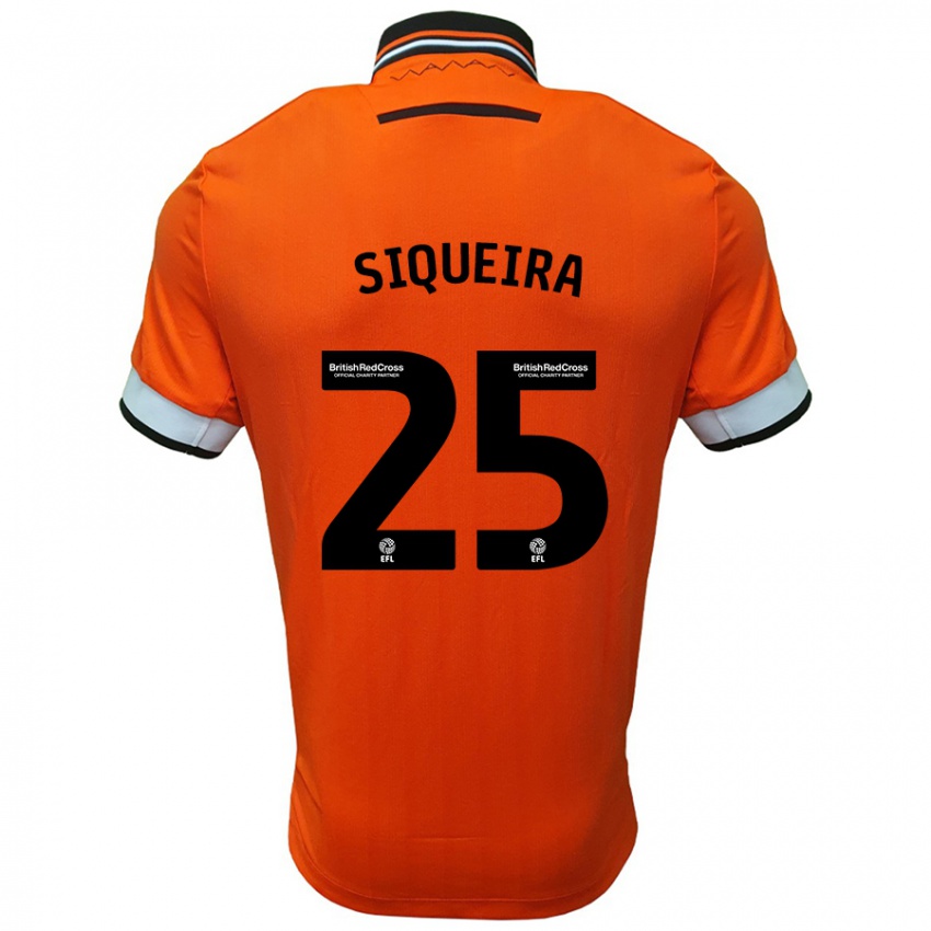 Gyermek Guilherme Siqueira #25 Narancssárga Fehér Idegenbeli Jersey 2024/25 Mez Póló Ing