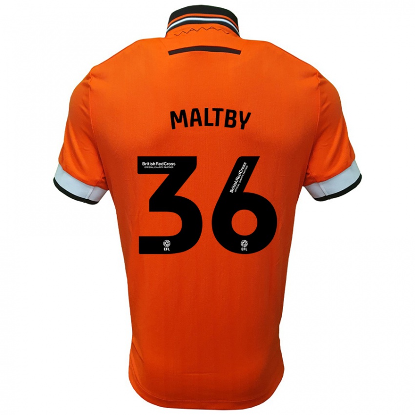 Gyermek Mackenzie Maltby #36 Narancssárga Fehér Idegenbeli Jersey 2024/25 Mez Póló Ing